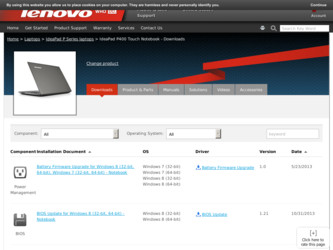 IdeaPad P400 Touch driver download page on the Lenovo site