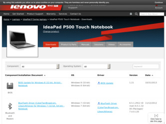 IdeaPad P500 Touch driver download page on the Lenovo site