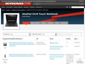 IdeaPad S210 Touch driver download page on the Lenovo site