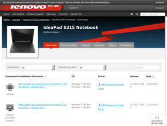 IdeaPad S215 driver download page on the Lenovo site