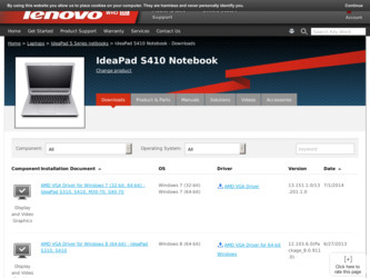 IdeaPad S410 driver download page on the Lenovo site