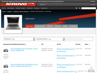 IdeaPad S500 driver download page on the Lenovo site