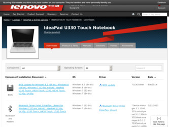 IdeaPad U330 Touch driver download page on the Lenovo site