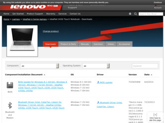 IdeaPad U430 Touch driver download page on the Lenovo site