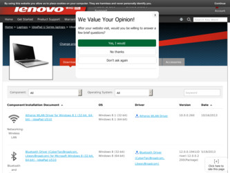 IdeaPad U510 driver download page on the Lenovo site