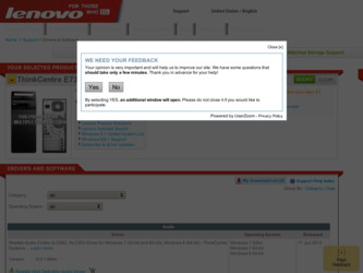 ThinkCentre E73 driver download page on the Lenovo site
