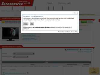 ThinkCentre E73z driver download page on the Lenovo site