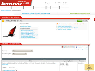 ThinkCentre M83z driver download page on the Lenovo site