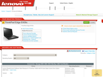 ThinkPad Edge E430c driver download page on the Lenovo site