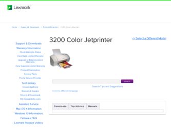 3200 Color Jetprinter driver download page on the Lexmark site