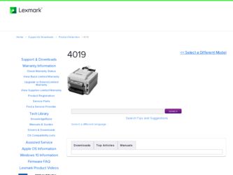 4019 driver download page on the Lexmark site