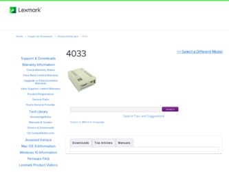 4033 driver download page on the Lexmark site