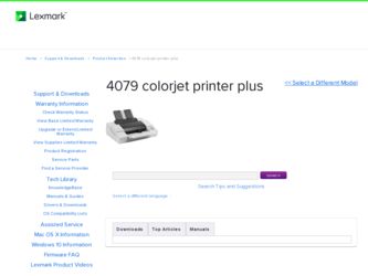 4079 colorjet printer plus driver download page on the Lexmark site
