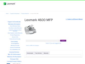 4600 driver download page on the Lexmark site