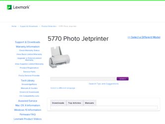 5770 Photo Jetprinter driver download page on the Lexmark site