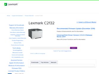 C2132 driver download page on the Lexmark site