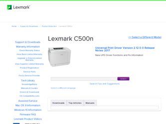 C500n driver download page on the Lexmark site