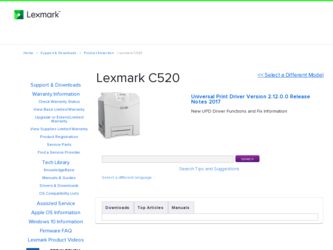 C520 driver download page on the Lexmark site