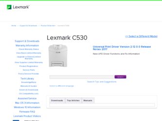C530 driver download page on the Lexmark site