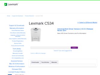 C534 driver download page on the Lexmark site