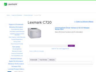 C720 driver download page on the Lexmark site