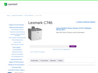 C746 driver download page on the Lexmark site