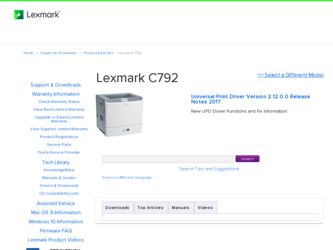 C792 driver download page on the Lexmark site