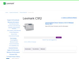 C912 driver download page on the Lexmark site