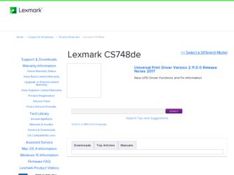 CS748de driver download page on the Lexmark site