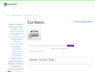 Dot Matrix driver download page on the Lexmark site