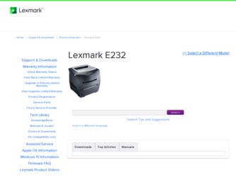 E232 driver download page on the Lexmark site