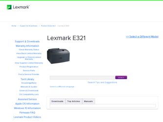 E321 driver download page on the Lexmark site