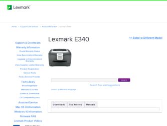 E340 driver download page on the Lexmark site