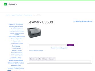 E350d driver download page on the Lexmark site