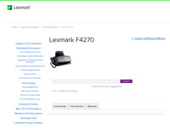 F4270 driver download page on the Lexmark site