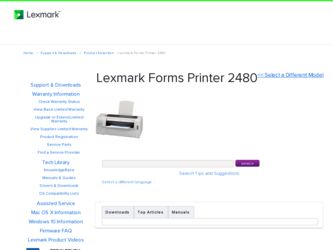 Forms Printer 2480 driver download page on the Lexmark site