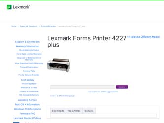 Forms Printer 4227 Plus driver download page on the Lexmark site