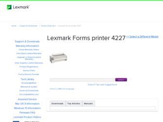 Forms Printer 4227 driver download page on the Lexmark site