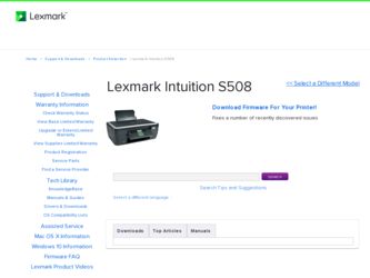 Intuition S508 driver download page on the Lexmark site