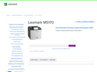 M5170 driver download page on the Lexmark site