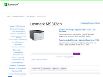 MS312 driver download page on the Lexmark site