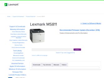 MS811 driver download page on the Lexmark site