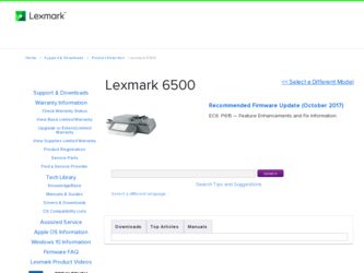 MX6500e 6500e driver download page on the Lexmark site