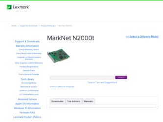 MarkNet N2000t driver download page on the Lexmark site