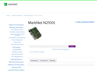MarkNet N2100t driver download page on the Lexmark site