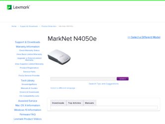 MarkNet N4050e driver download page on the Lexmark site
