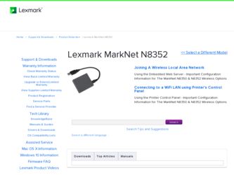 MarkNet N8352 driver download page on the Lexmark site