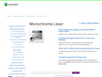 Monochrome Laser driver download page on the Lexmark site