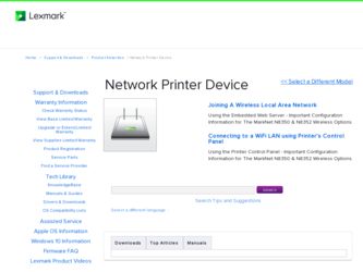 Network Printer Device driver download page on the Lexmark site