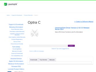 Optra C driver download page on the Lexmark site